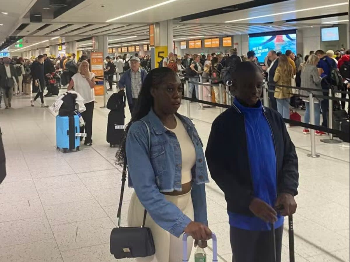 Thousands of easyJet passengers queue for help at Gatwick after the airline cancelled dozens of flights  (Supplied via Twitter)