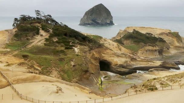 PHOTO: A hiker’s body has been recovered after he fell from a rocky bluff at Cape Kiwanda State Natural Area, about 100 miles west of Portland, and was knocked unconscious during the fall and swept out to sea on Saturday, March 4, 2023. (Cape Kiwanda State Natural Area)