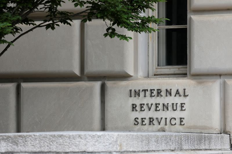 FILE PHOTO: Signage is seen at the headquarters of the Internal Revenue Service (IRS) in Washington, D.C.