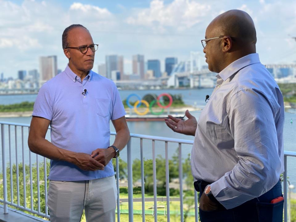 Lester Holt with Mike Tirico. - Credit: Courtesy of NBC