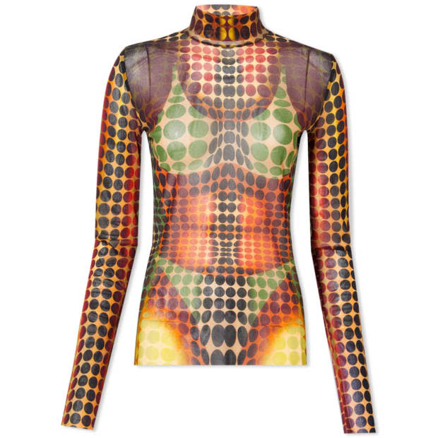 Jean Paul Gaultier Orange Dots Turtleneck, $275, <a href="https://rstyle.me/+NdxlK1eVnCiNz610IY7vPg" rel="nofollow noopener" target="_blank" data-ylk="slk:available here;elm:context_link;itc:0;sec:content-canvas" class="link ">available here</a> (sizes XXS-XXL).