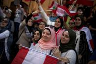 Demonstrators take part in an anti-government protest in downtown Beirut