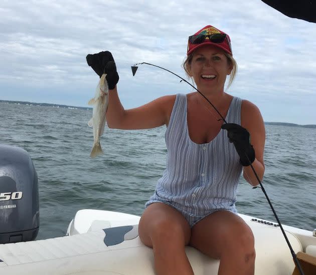 The author spending time on the water — another activity she used to avoid her anxiety.