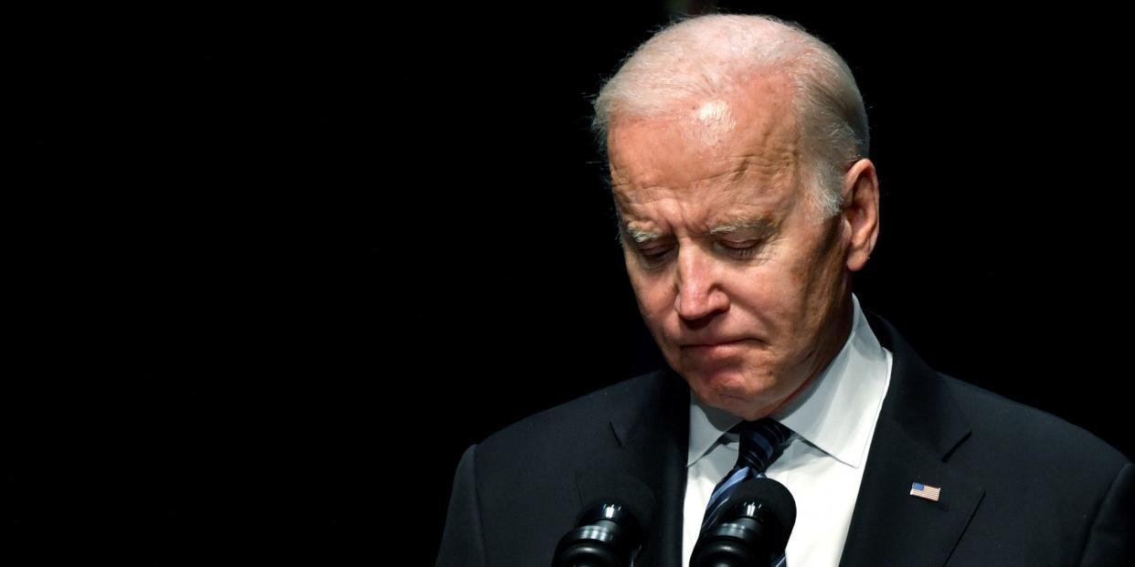 Biden at former Vice President Walter Mondale’s memorial service in Minneapolis, Minnesota, on May 1, 2022.