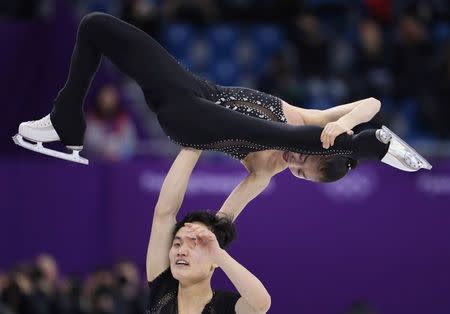 Figure Skating – Pyeongchang 2018 Winter Olympics – Pair Skating free skating competition final – Gangneung Ice Arena - Gangneung, South Korea – February 15, 2018 - Ryom Tae Ok and Kim Ju Sik of North Korea compete. REUTERS/Lucy Nicholson