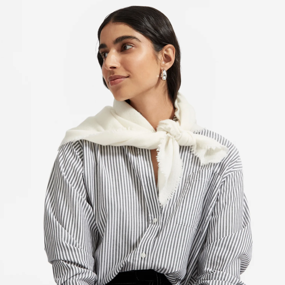 Everlane's The Cashmere Bandana in Bone (Photo via Everlane)