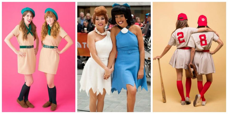 <p>These easy and quick two-person Halloween costumes are perfect for parties, festivals, office get-togethers, or any other spur of the moment Halloween celebration. While there's no expensive shopping or time-consuming DIYing required, you <em>will </em><span>need a buddy to make these work! Don't forget to check out more of our favorite <a rel="nofollow noopener" href="http://www.womansday.com/style/fashion/g490/20-clever-last-minute-costume-ideas/" target="_blank" data-ylk="slk:last-minute Halloween costumes;elm:context_link;itc:0;sec:content-canvas" class="link ">last-minute Halloween costumes</a>.</span></p>