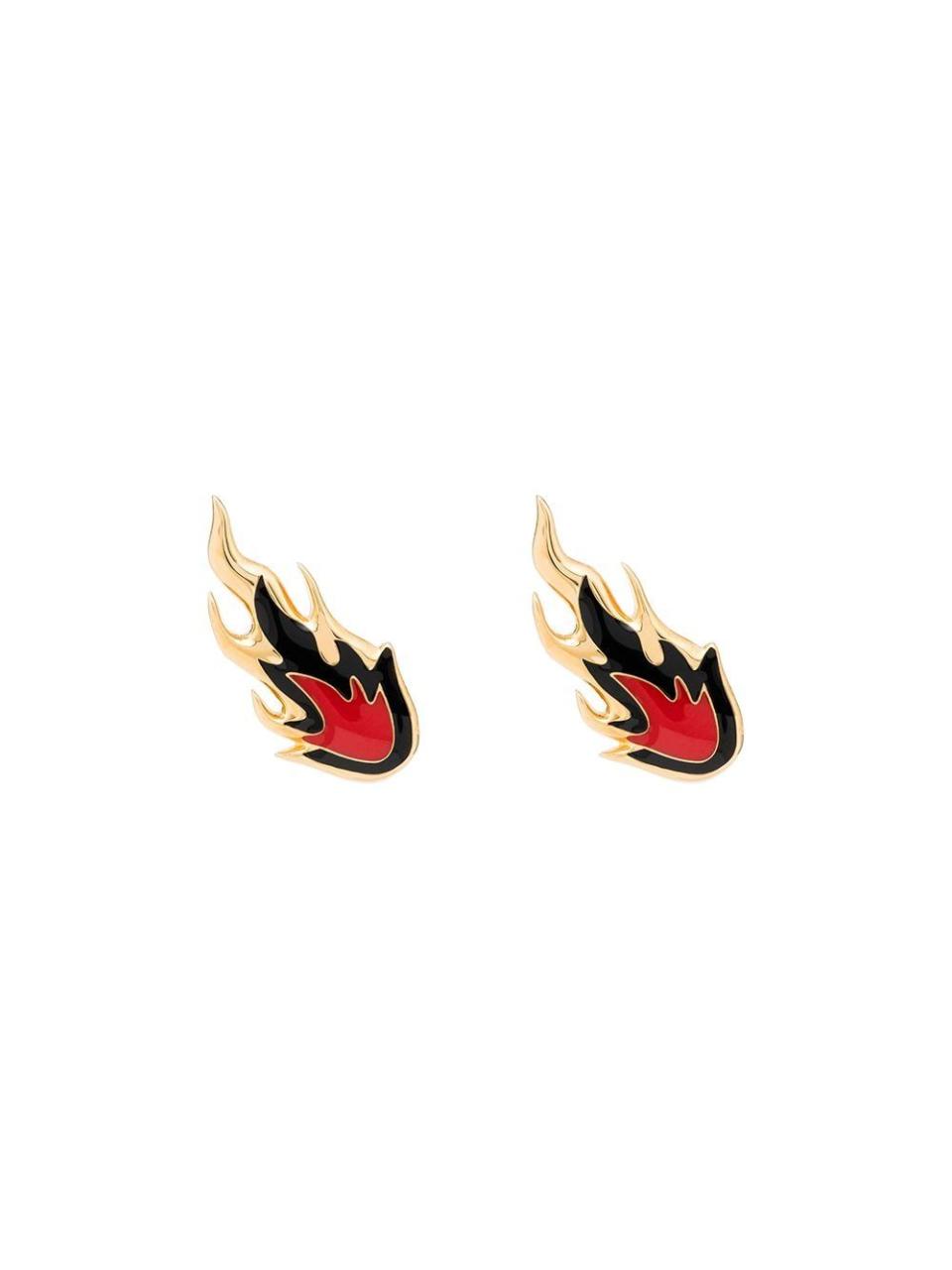 Gold-Plated Flame Stud Earrings