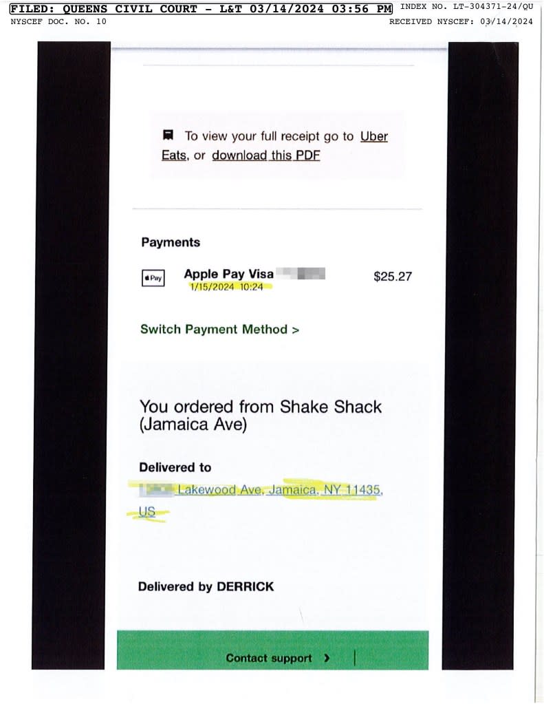 Squatters at a Jamaica, Queens home filed a lawsuit against the rightful homeowners, using a Shake Shack receipt as “proof” that they are legally inside the property.