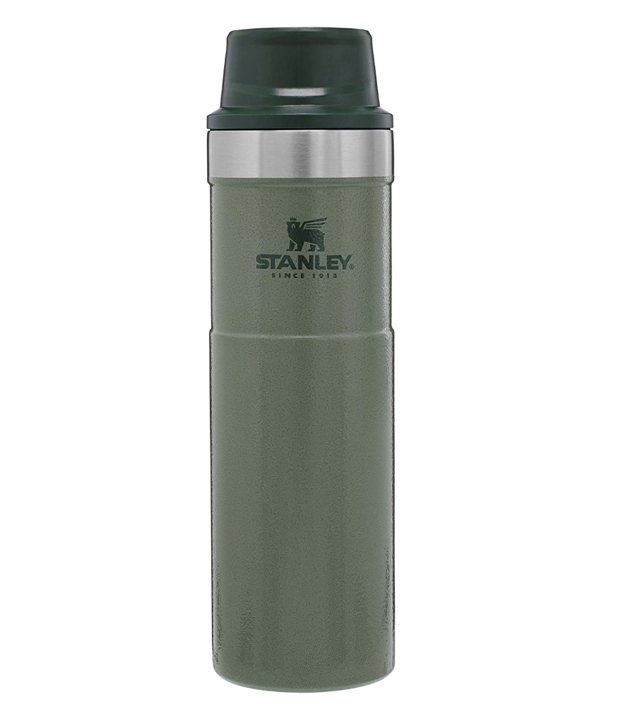 Stanley Classic Trigger Action Travel Mug 20oz in hammertone green (photo via Amazon)