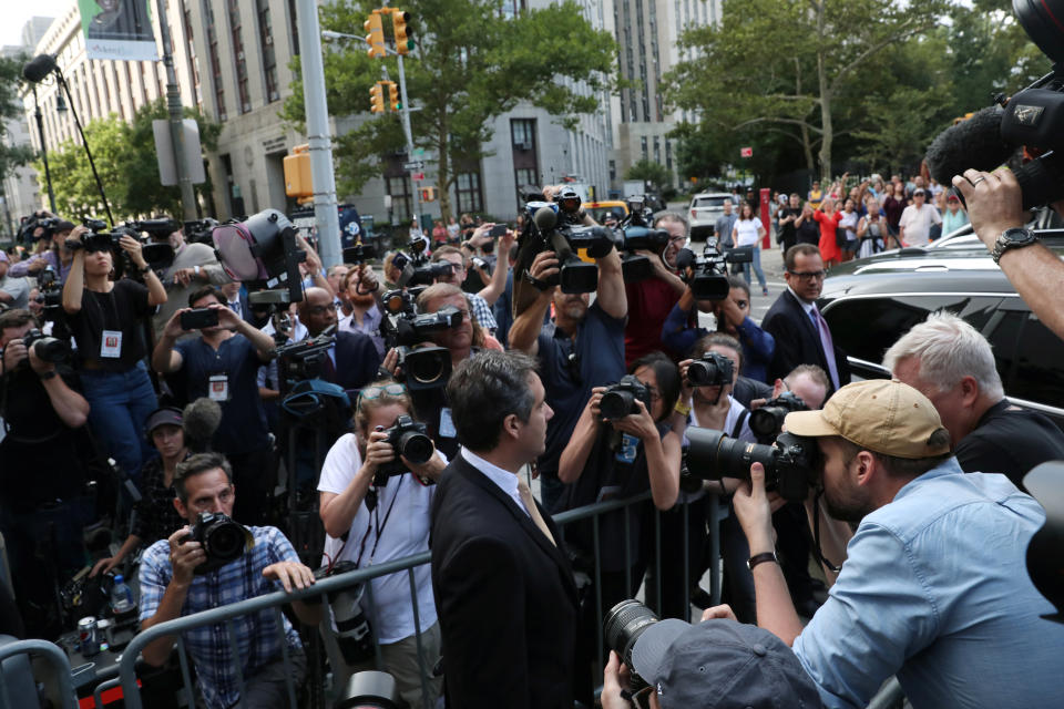 Michael Cohen leaves the courthouse in New York City, Aug. 21, 2018. (Photo: Mike Segar/Reuters)