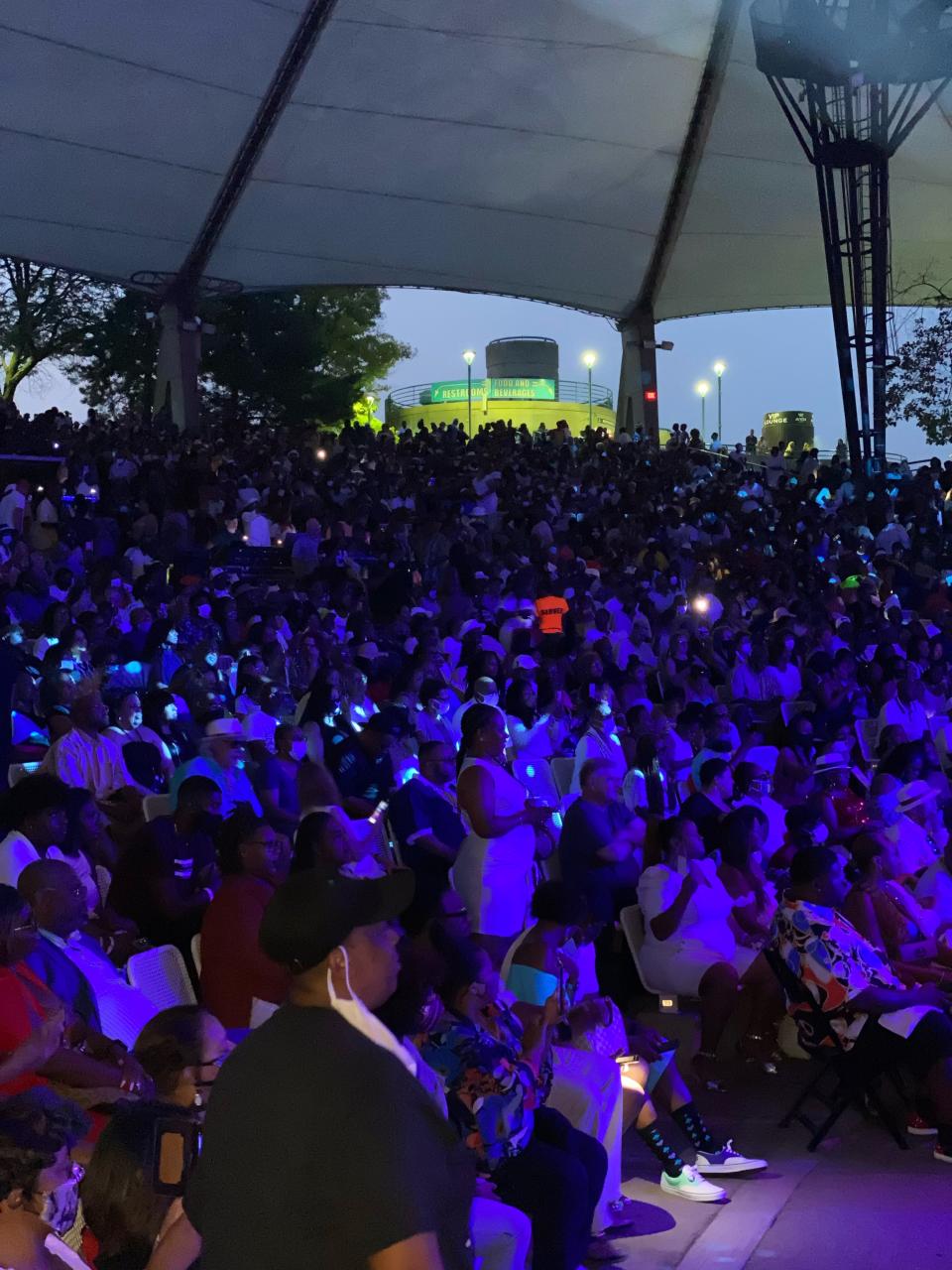 A concert crowd at Aretha Franklin Amphitheater in Detroit, Michigan, on Saturday, Aug. 21, 2021.