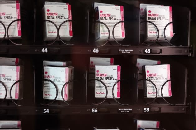 Opioid Overdose Treatment Narcan Available In Vending Machine In Wheaton, Illinois - Credit: Scott Olson/Getty Images