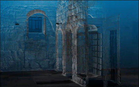 A still image taken from handout video footage obtained by Reuters TV on March 14, 2019 shows a 3D model, created using advanced technologies, of the Cenacle, a hall revered by Christians as the site of Jesus' Last Supper, in Mount Zion near Jerusalem's Old City. Courtesy SCIENCE AND TECHNOLOGY IN ARCHAEOLOGY AND CULTURE RESEARCH CENTER, THE CYPRUS INSTITUTE via REUTERS
