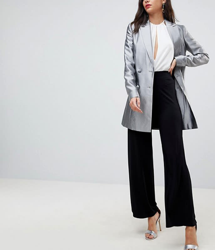 <a rel="nofollow noopener" href="http://rstyle.me/n/cvah4schdw" target="_blank" data-ylk="slk:Longline Blazer In Metallic, ASOS, $87Smarten up metallic with a tailored silhouette.;elm:context_link;itc:0;sec:content-canvas" class="link ">Longline Blazer In Metallic, ASOS, $87<p>Smarten up metallic with a tailored silhouette.</p> </a><p> <strong>Related Articles</strong> <ul> <li><a rel="nofollow noopener" href="http://thezoereport.com/fashion/style-tips/box-of-style-ways-to-wear-cape-trend/?utm_source=yahoo&utm_medium=syndication" target="_blank" data-ylk="slk:The Key Styling Piece Your Wardrobe Needs;elm:context_link;itc:0;sec:content-canvas" class="link ">The Key Styling Piece Your Wardrobe Needs</a></li><li><a rel="nofollow noopener" href="http://thezoereport.com/living/wellness/vegan-celebrities-video/?utm_source=yahoo&utm_medium=syndication" target="_blank" data-ylk="slk:This Is The Diet J.Lo Swears By;elm:context_link;itc:0;sec:content-canvas" class="link ">This Is The Diet J.Lo Swears By</a></li><li><a rel="nofollow noopener" href="http://thezoereport.com/beauty/makeup/jasmine-tookes-makeup-tutorial-video-vogue/?utm_source=yahoo&utm_medium=syndication" target="_blank" data-ylk="slk:The Right Way To Apply Lipstick, According To A Victoria's Secret Angel;elm:context_link;itc:0;sec:content-canvas" class="link ">The Right Way To Apply Lipstick, According To A Victoria's Secret Angel</a></li> </ul> </p>