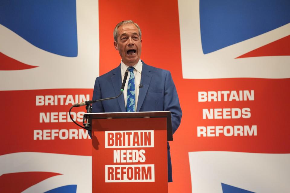 Nigel Farage during a press conference to announce that he will become the new leader of Reform UK, at The Glaziers Hall in London (PA Wire)