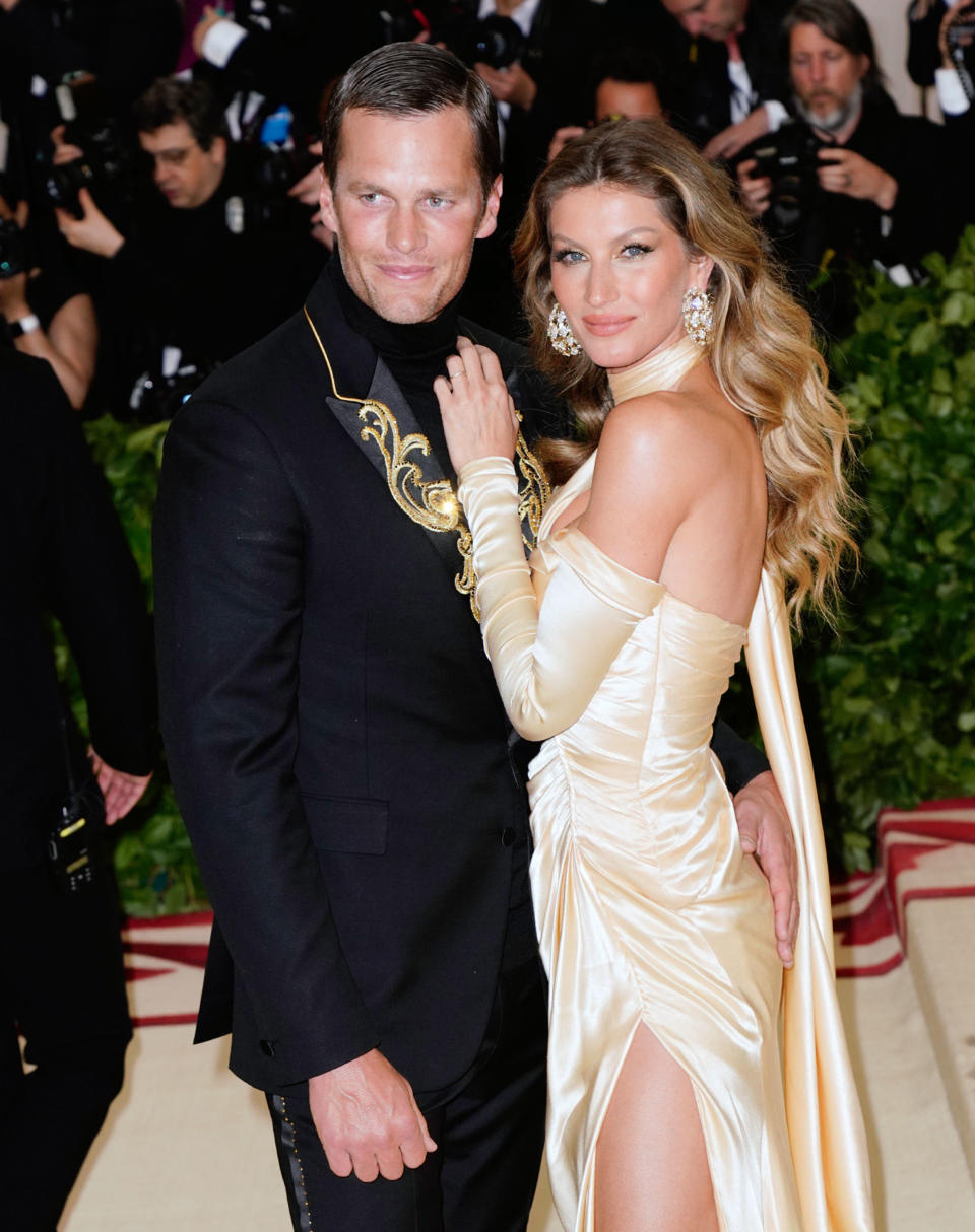 B&uuml;ndchen and Tom Brady attend&nbsp;the Heavenly Bodies: Fashion &amp; The Catholic Imagination Costume Institute Gala at the Metropolitan Museum of Art on May 7. (Photo: Jackson Lee via Getty Images)