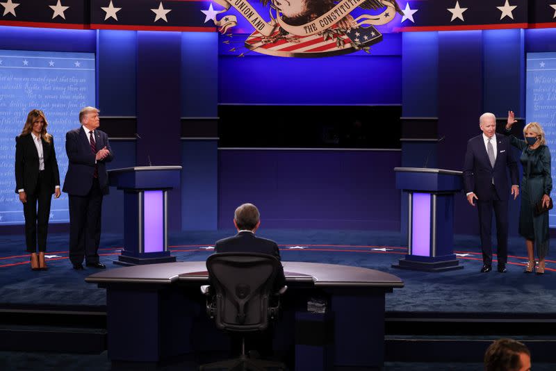 U.S. President Donald Trump and Democratic presidential nominee Joe Biden participate in their first 2020 presidential campaign debate in Cleveland