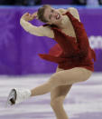 <p>Carolina Kostner of Italy performs during the women’s short program figure skating in the Gangneung Ice Arena at the 2018 Winter Olympics in Gangneung, South Korea, Wednesday, Feb. 21, 2018. (AP Photo/David J. Phillip) </p>