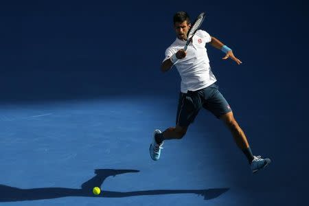 Tennis - Australian Open - Melbourne Park, Melbourne, Australia - 19/1/17 Serbia's Novak Djokovic hits a shot during his Men's singles second round match against Uzbekistan's Denis Istomin. REUTERS/Jason Reed TPX