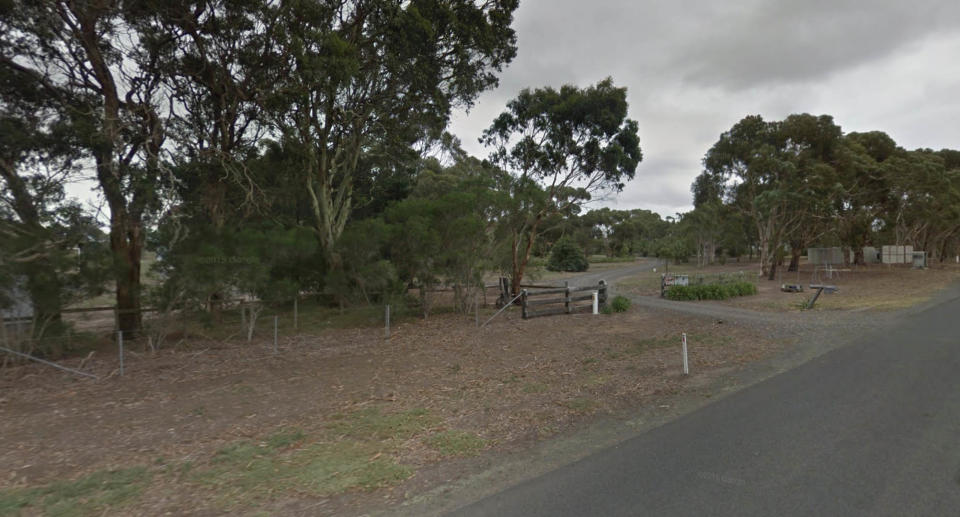 A rural road and fence of a property on English Road in Lethbridge, just outside Geelong in Victoria.