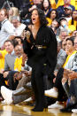 <p>The singer did not go unnoticed as she rooted for the Cleveland Cavaliers at the opening game of the NBA Finals. Social media was loving RiRi’s presence, although it didn’t help her team, because they lost to the Golden State Warriors 91-113. (Photo: Nathaniel S. Butler/NBAE via Getty Images) </p>