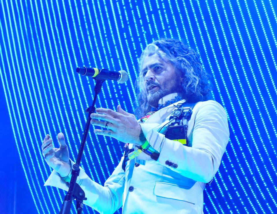 Wayne Coyne of The Flaming Lips performs at Desert Daze in Lake Perris, Calif. on Oct. 11, 2019