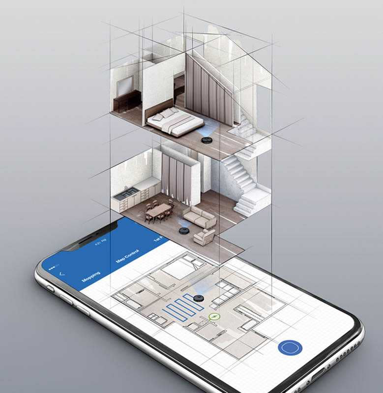 OZMO 920內建「多樓層地圖記憶」能力，適用雙樓層或樓中樓的住宅。（圖／ECOVACS提供）

