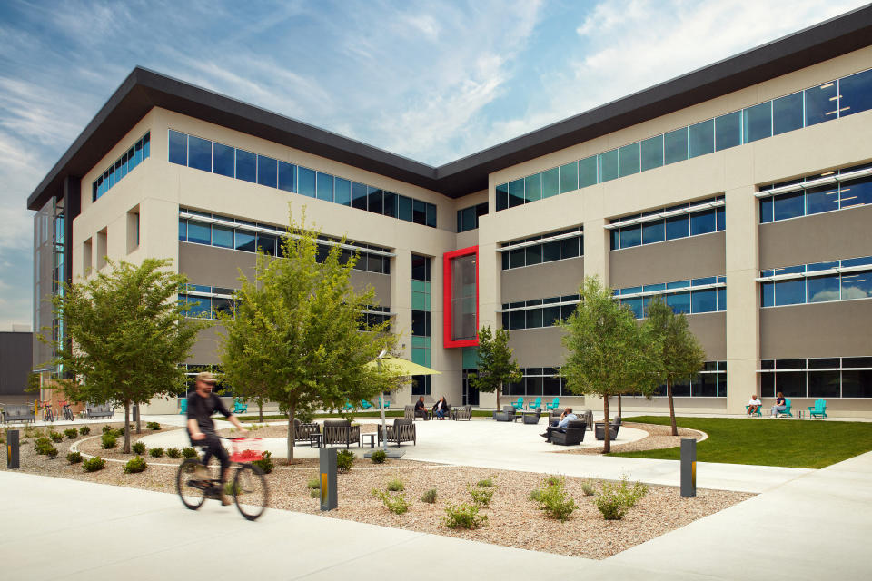 Netflix Albuquerque Studios - The Tudum Plaza courtyard at Netflix Albuquerque Studios in Albuquerque, New Mexico in June 2024. Photo credit: Campbell Bishop/Netflix ©2024