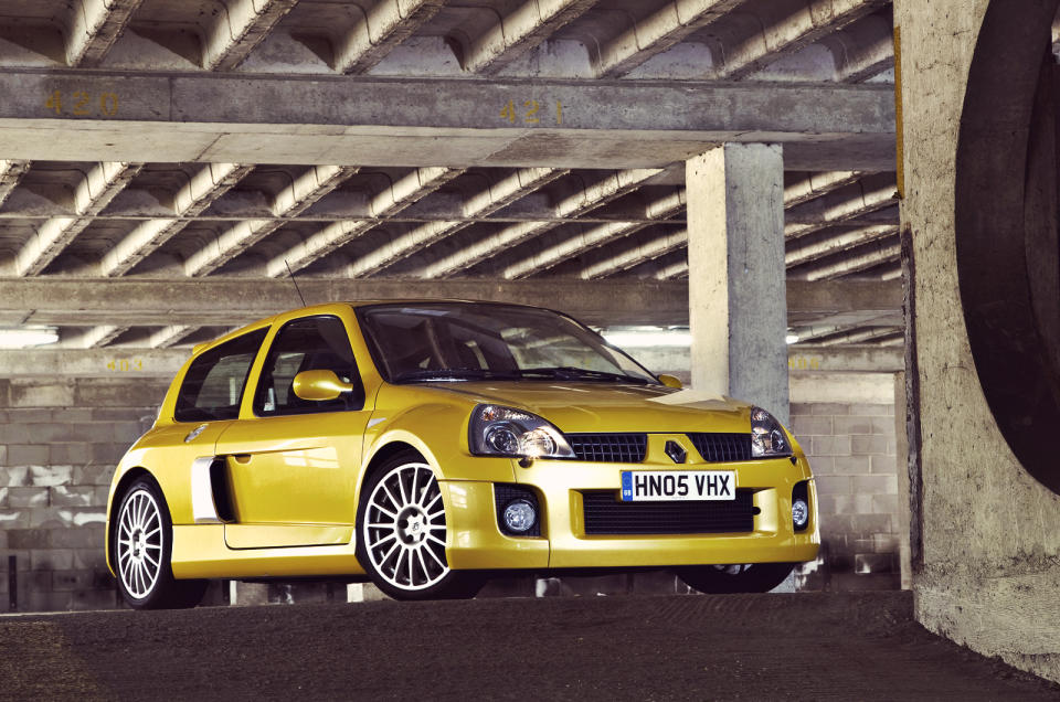 <p>The barmy Clio V6 was a spiritual successor to the Renault 5 Turbo. It was based on the standard Clio, but shared few parts. The rear seats were removed and replaced with a 3.0-litre V6 and a wider body to give the Clio <strong>a menacing, track-focused look</strong>.</p><p>That engine and layout made the Clio V6 heavy, so in a straight line it wasn’t much quicker than a 172 Cup, but it made a great noise and had a significantly higher top speed at 146mph. It’s already a classic. Prices start at <strong>£59,000</strong> but this should be a safe place to invest your cash.</p>