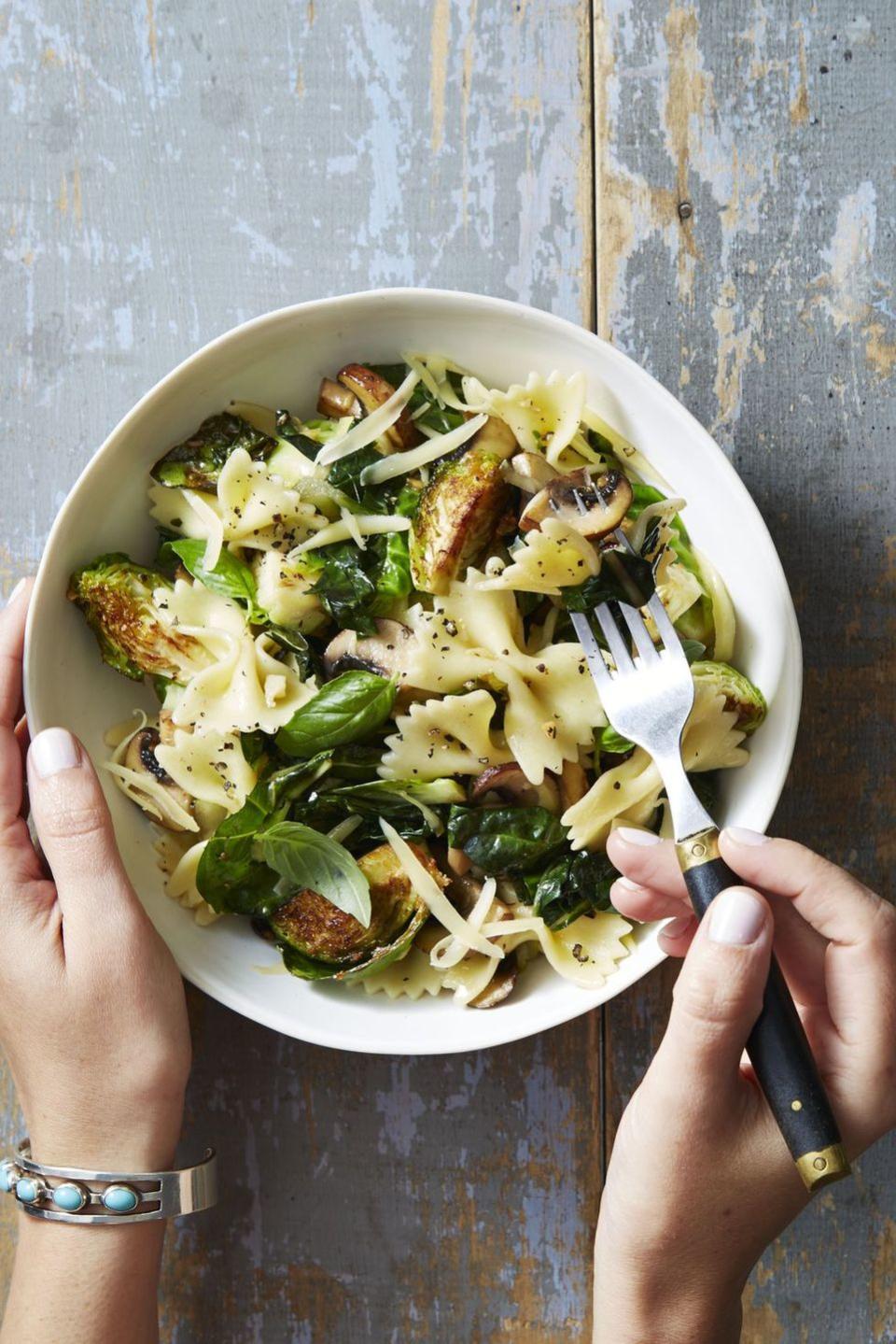 Brussels Sprout & Basil Bowties