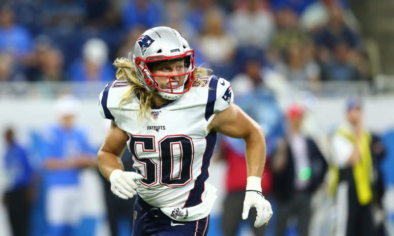 Chase Winovich rushes the passer for the New England Patriots.