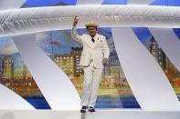 US actor John C. Reilly dances onto the stage at the closing ceremony of the 68th Cannes Film Festival