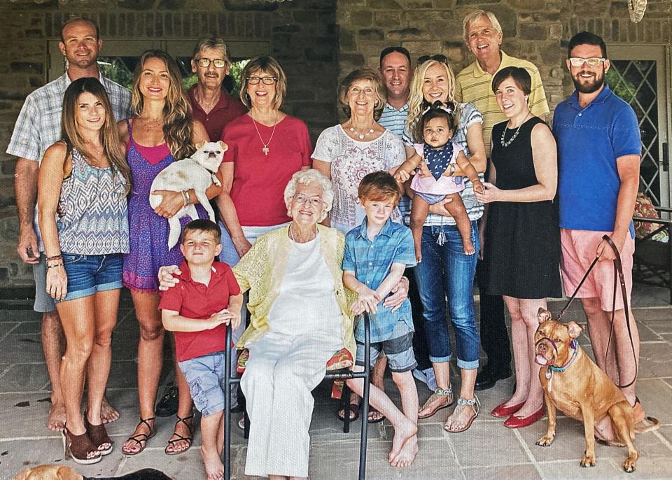 Family members gather around Elaine Shank in this 2016 photo.