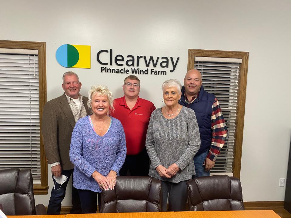 Members of the U.S. Wind Force Foundation, which allocates grant funding, include: (l-r)  John Lecky, Cindy Pyles, Walt Ward, Carol Wilson, and Hayward Wilson. Not pictured: Terry Stephens, Logan DelSignore and Cliff Wendricks, all of whom attended virtually.