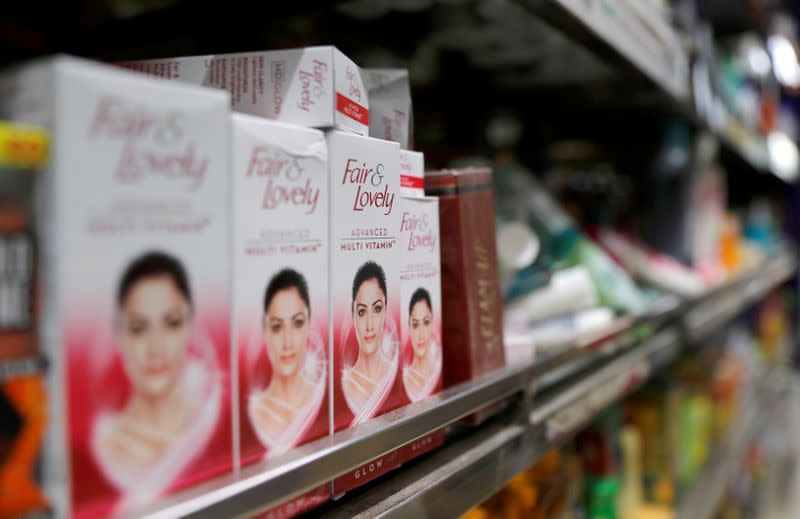 "Fair & Lovely" brand of skin lightening products are seen on the shelf of a consumer store in New Delhi