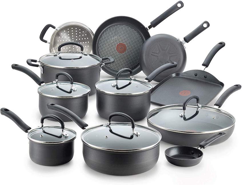 T-fal E765SH Ultimate Hard Anodized Nonstick 17 Piece Cookware Set. (Photo: Amazon)