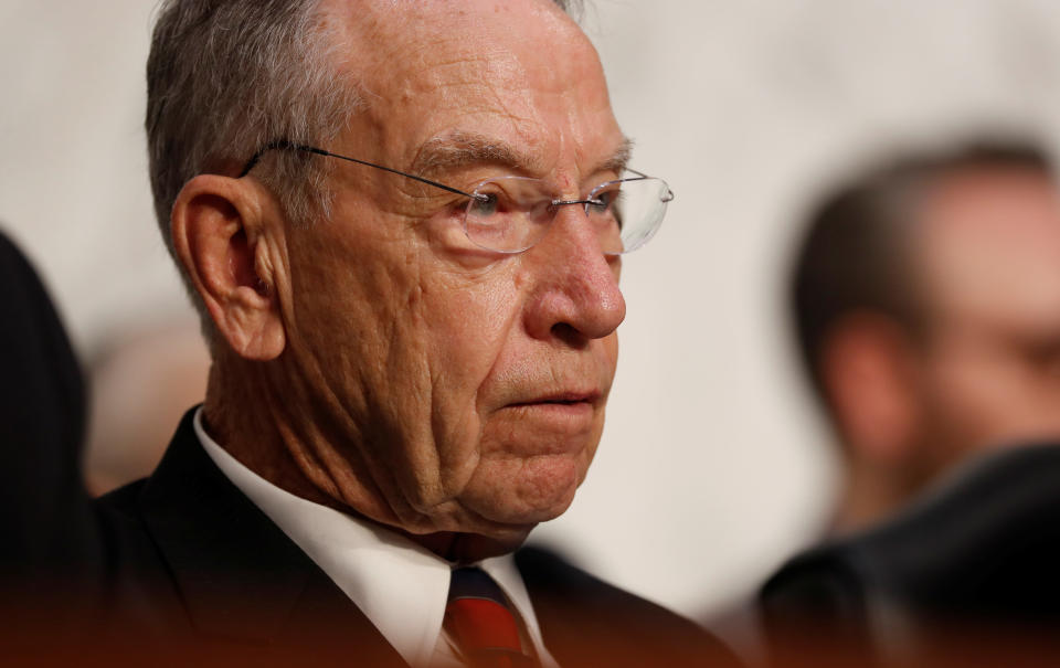 Sen. Chuck Grassley said Tuesday an FBI investigation of Christine Blasey Ford's allegations against Judge Brett Kavanaugh would not be helpful. (Photo: Joshua Roberts / Reuters)