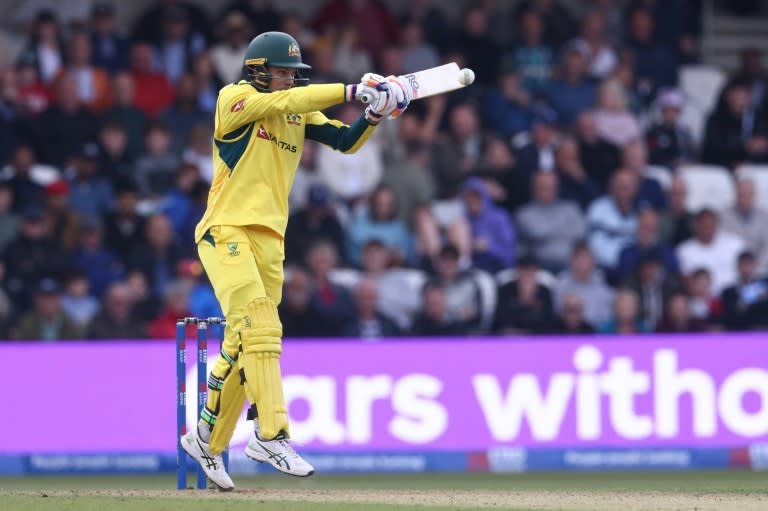 Cut above: Australia's Alex Carey hits a boundary during his match-winning 74 in the 2nd ODI against England at Headingley (Darren Staples)