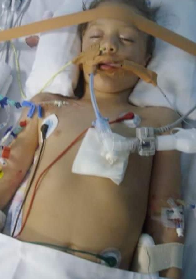 Jaidyn was taken to hospital where he was put in a drug-induced coma. Photo: Supplied.