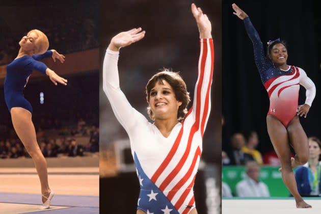 Over 50 Years of Team USA Gymnastics Women's Olympic Uniforms: Mary Lou  Retton, Simone Biles and More Who've Repped Red, White and Blue on the  World Stage