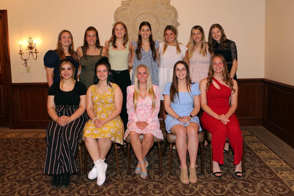 Marlington Alumni Association awarded a record $121,900 in scholarships at its recent annual banquet. Among those who were honored were, front row from left, Alexis Hunt, Kailee Hudgins, Mykah Kackley, Ella Wright, andAlison Landon; and, back row from left, Claire Gerber, Lauren Keithley, Brianna Kurtz, Madison Wade, Mallory Bennett, Jayden Mitchell and Ashley Closky.