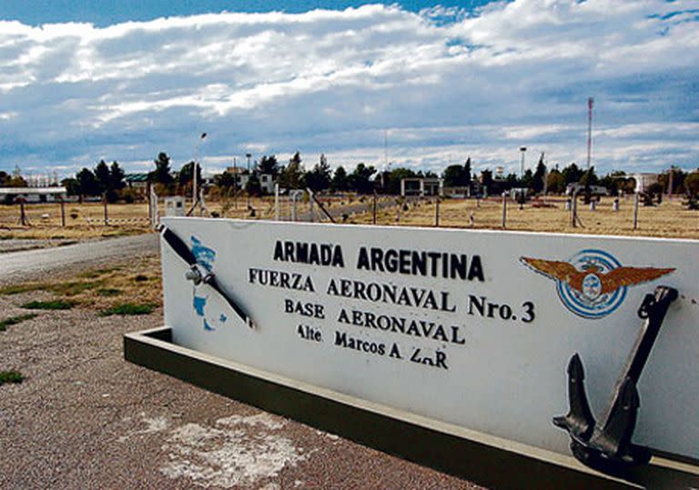 La entrada de la base aeronaval Almirante Zar, en Chubut, donde estarían los documentos