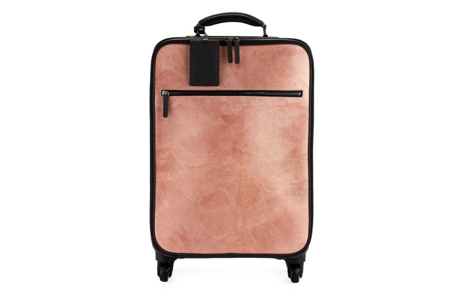 Brunello Cucinelli Glitter Leather and Monili Trolley Bag in gray/pink