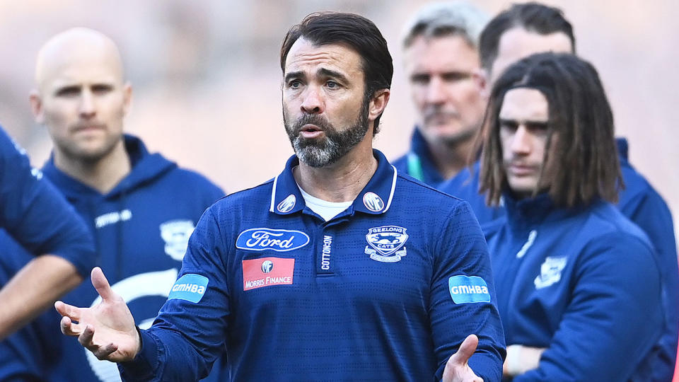 Seen here, Geelong coach Chris Scott says congestion is a big problem in the AFL.