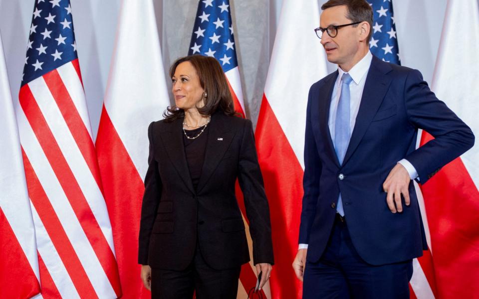 Polish Prime Minister Mateusz Morawiecki and US Vice President Kamala Harris in Poland on Thursday - Reuters