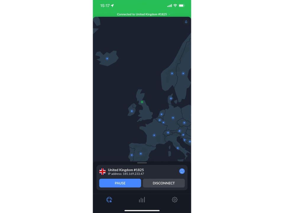 NordVPN uses a graphical map interface and provides plenty of server locations (NordVPN)