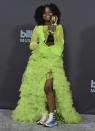 Mari Copeny poses in the press room with the BBMA Change Maker Award at the Billboard Music Awards on Sunday, May 15, 2022, at the MGM Grand Garden Arena in Las Vegas. (Photo by Jordan Strauss/Invision/AP)