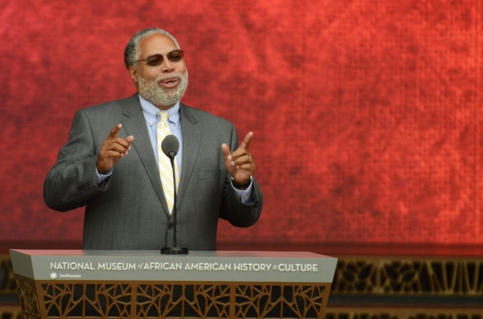 Lonnie G. Bunch III, founding director of the National Museum of African History and Culture, speaks during the dedication of the National Museum of African American History and Culture September 24, 2016 in Washington, DC, before the museum opens to the public later that day. (Photo by Astrid Riecken/Getty Images)