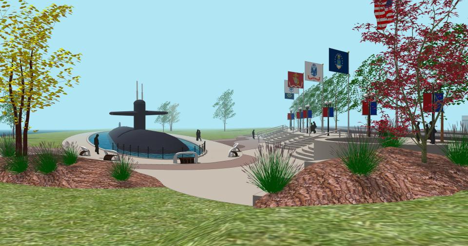 An artist rendering from 2015 of what the USS Cincinnati memorial site could look like at The Banks.